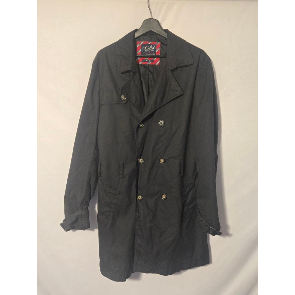 Men's Celio Trench Coat, Size L, Black